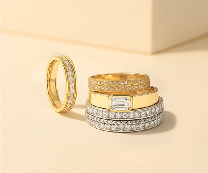 Moissanite Men's Bands