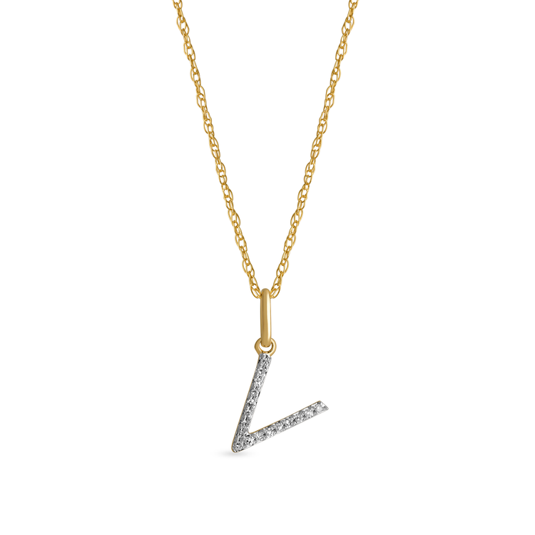 0.30 TCW Round Moissanite Diamond Customized Letter Pendant Necklace in Solid Gold 20
