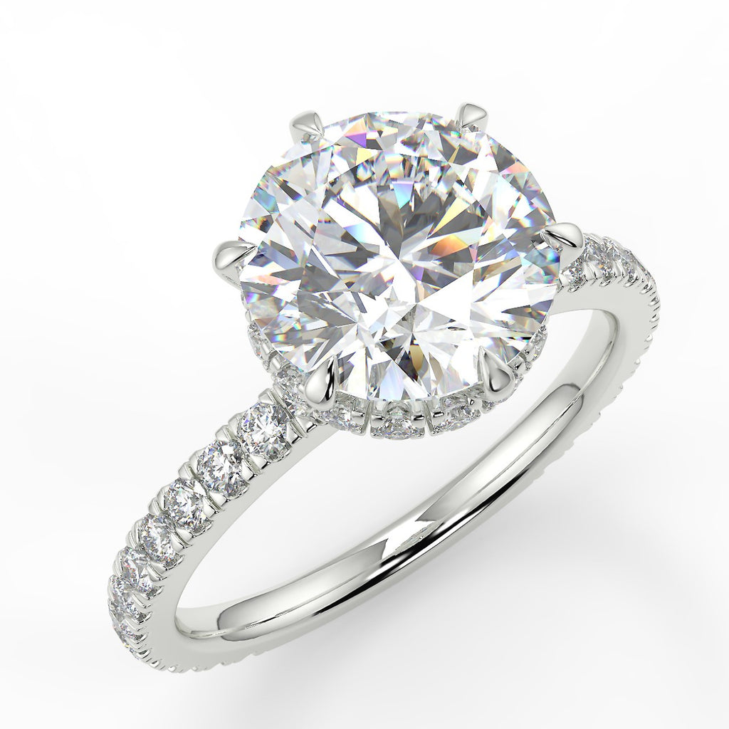 Stunning 2.0 CT Round Moissanite Engagement Ring with Double Hidden Halo & Pave Design 5