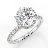 Stunning 2.0 CT Round Moissanite Engagement Ring with Double Hidden Halo & Pave Design 5
