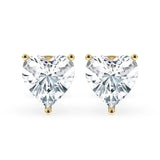 2.0 TCW Heart Cut Moissanite Hidden Halo Stud Earrings in Gold 1