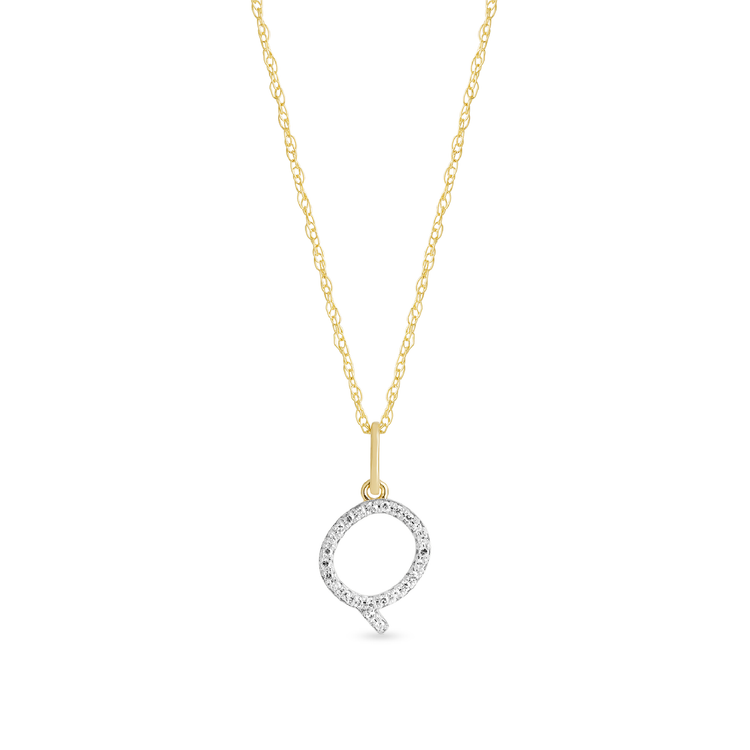 0.30 TCW Round Moissanite Diamond Customized Letter Pendant Necklace in Solid Gold 15