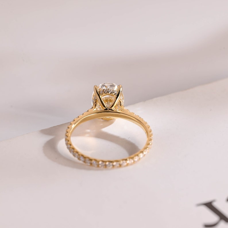 Stunning 1.0 - 2.0 CT Oval Moissanite Engagement Ring with Hidden Halo Design 3