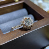 2.0 CT Round Shaped Moissanite Engagement Ring With Cluster Pave Accents 2
