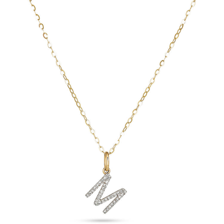 0.30 TCW Round Moissanite Diamond Customized Letter Pendant Necklace in Solid Gold 25