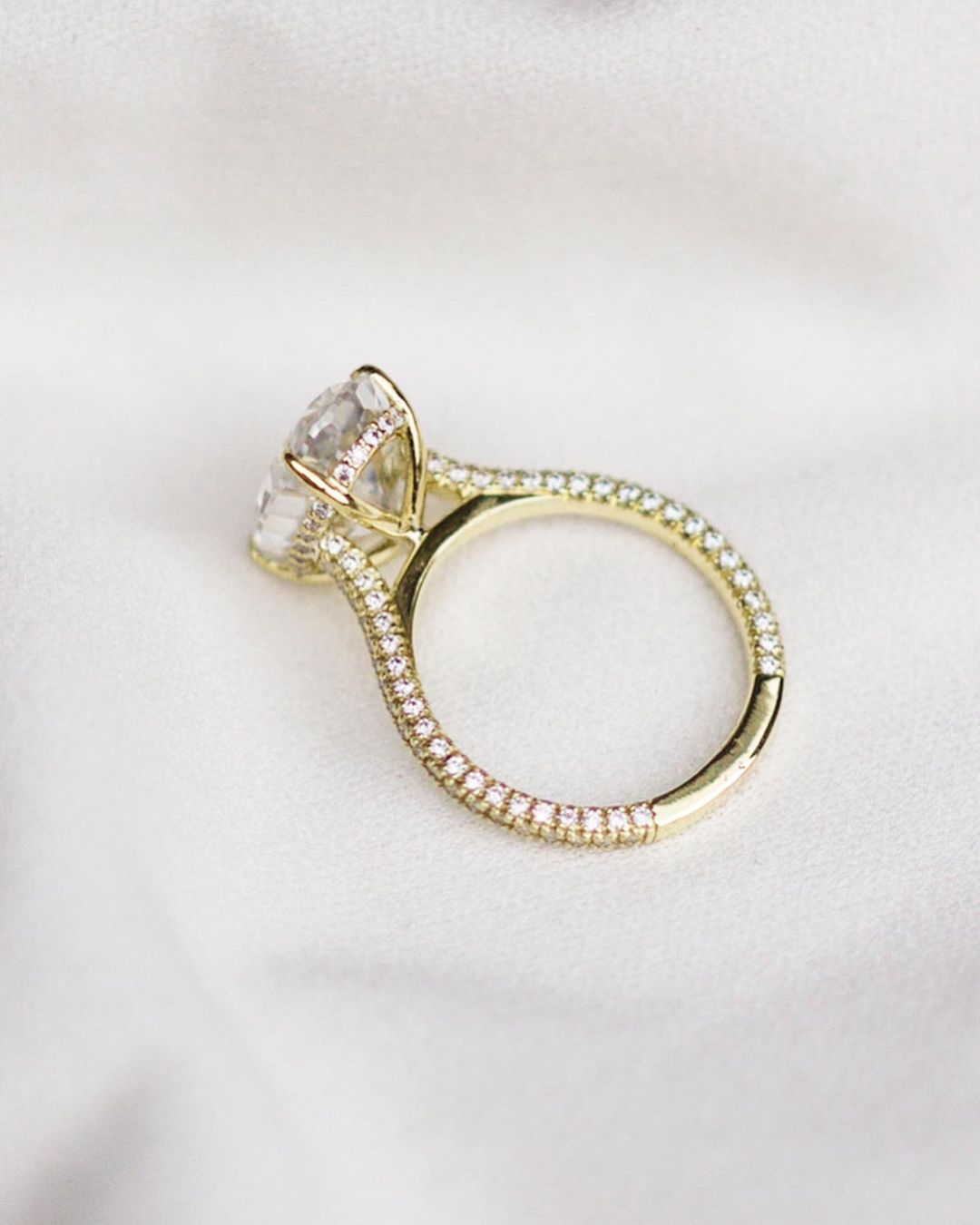 3.40 CT Oval Moissanite Ring Featuring Hidden Halo Style 11