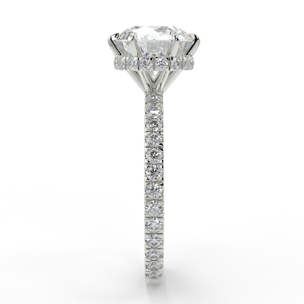 Stunning 2.0 CT Round Moissanite Engagement Ring with Double Hidden Halo & Pave Design 6