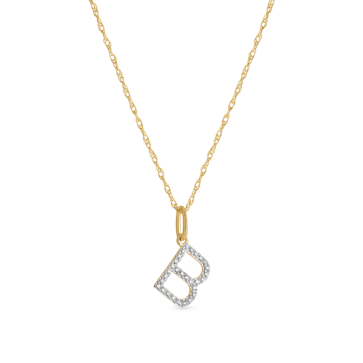 0.30 TCW Round Moissanite Diamond Customized Letter Pendant Necklace in Solid Gold 26