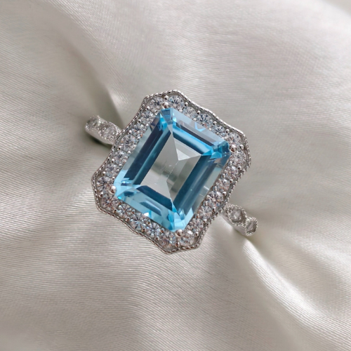 3.0 CT Emerald Cut Pave Gemstone Ring