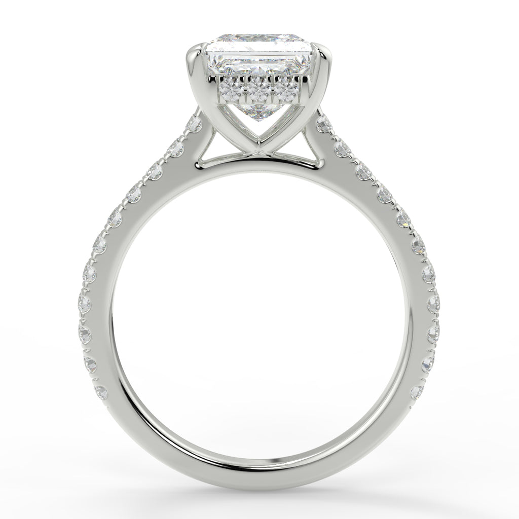 Stunning 1.30 CT Princess Moissanite Engagement Ring with Hidden Halo & Pave Design 6