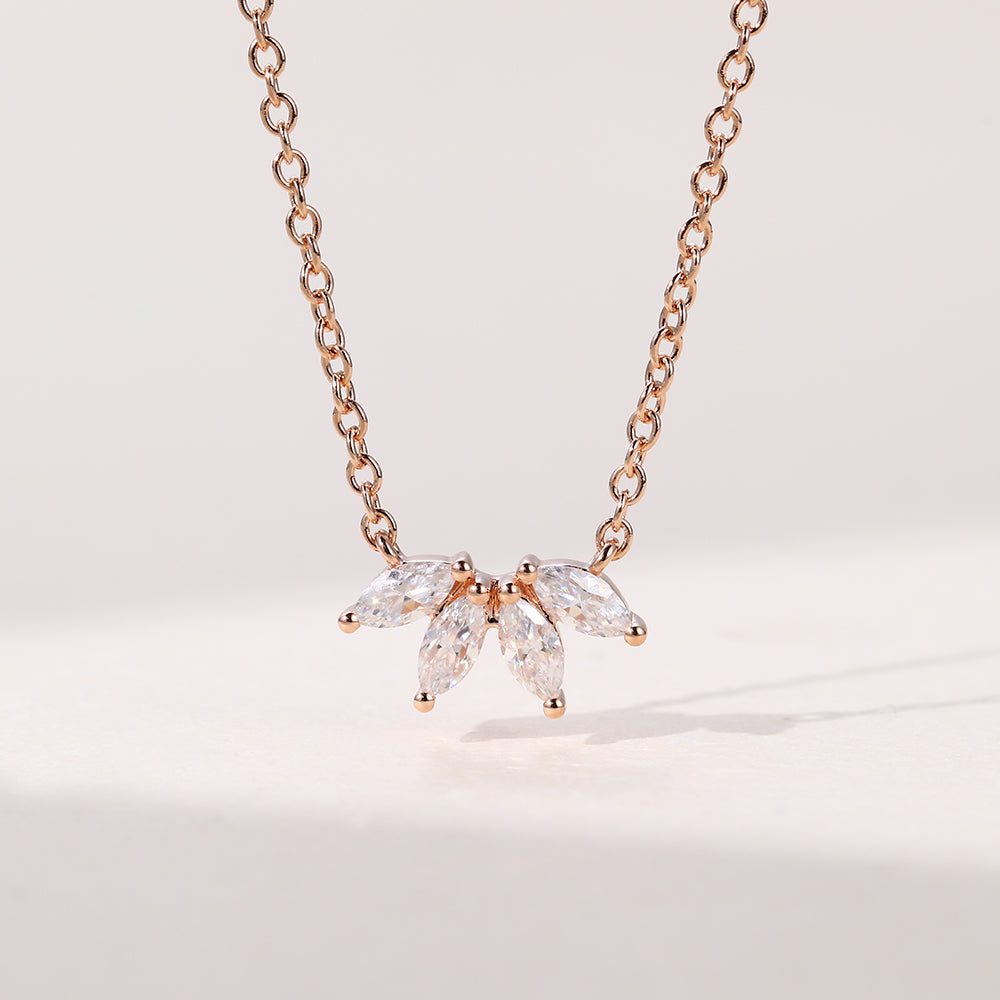 0.20 CT Marquise Moissanite Diamond Cluster Pendant Necklace in Solid Gold 1