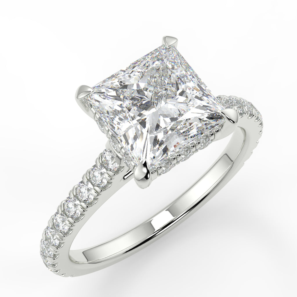 Stunning 1.30 CT Princess Moissanite Engagement Ring with Hidden Halo & Pave Design 5