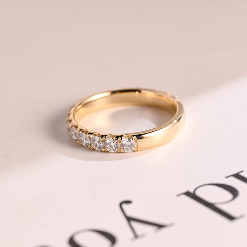 Stunning 0.2 TCW Round Moissanite Stones Half Eternity Wedding Bands 10