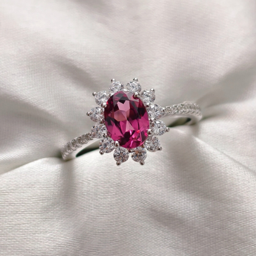 2.0 CT Oval Cut Halo & Pave Style Gemstone Ring
