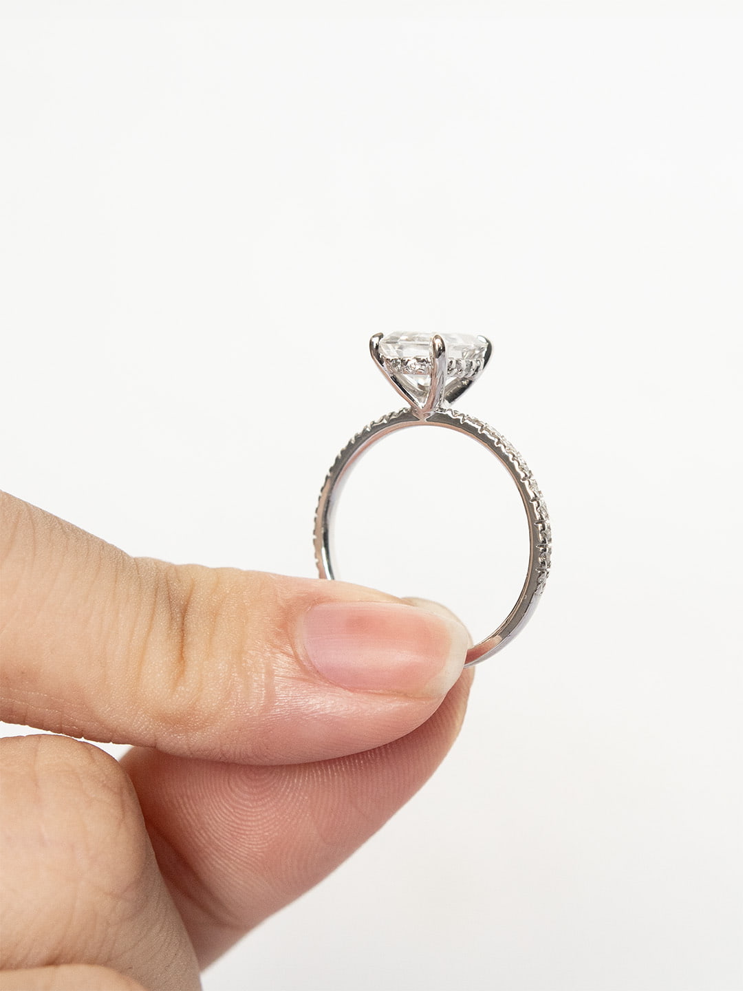 Stunning 2 CT Emerald Moissanite Engagement Ring with Hidden Halo Design 9