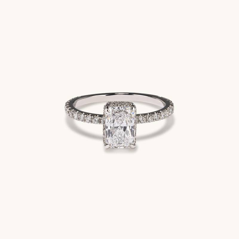 Stunning 1.20 CT Radiant Moissanite Engagement Ring with Hidden Halo & Pave Design 1