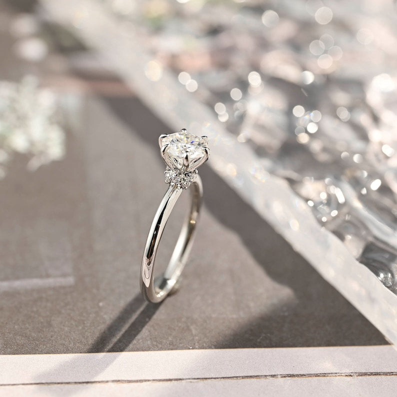 Stunning 2.0 CT Round Moissanite Engagement Ring with Hidden Halo Design 4