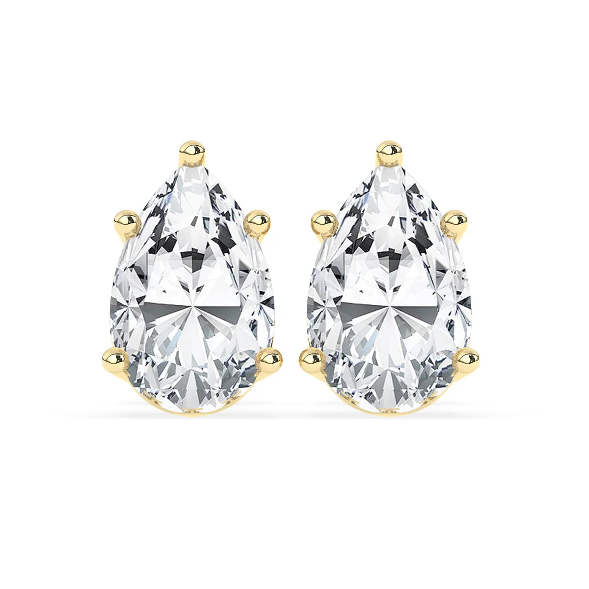 2.0 TCW Pear Cut Moissanite Hidden Halo Stud Earrings in Gold 1