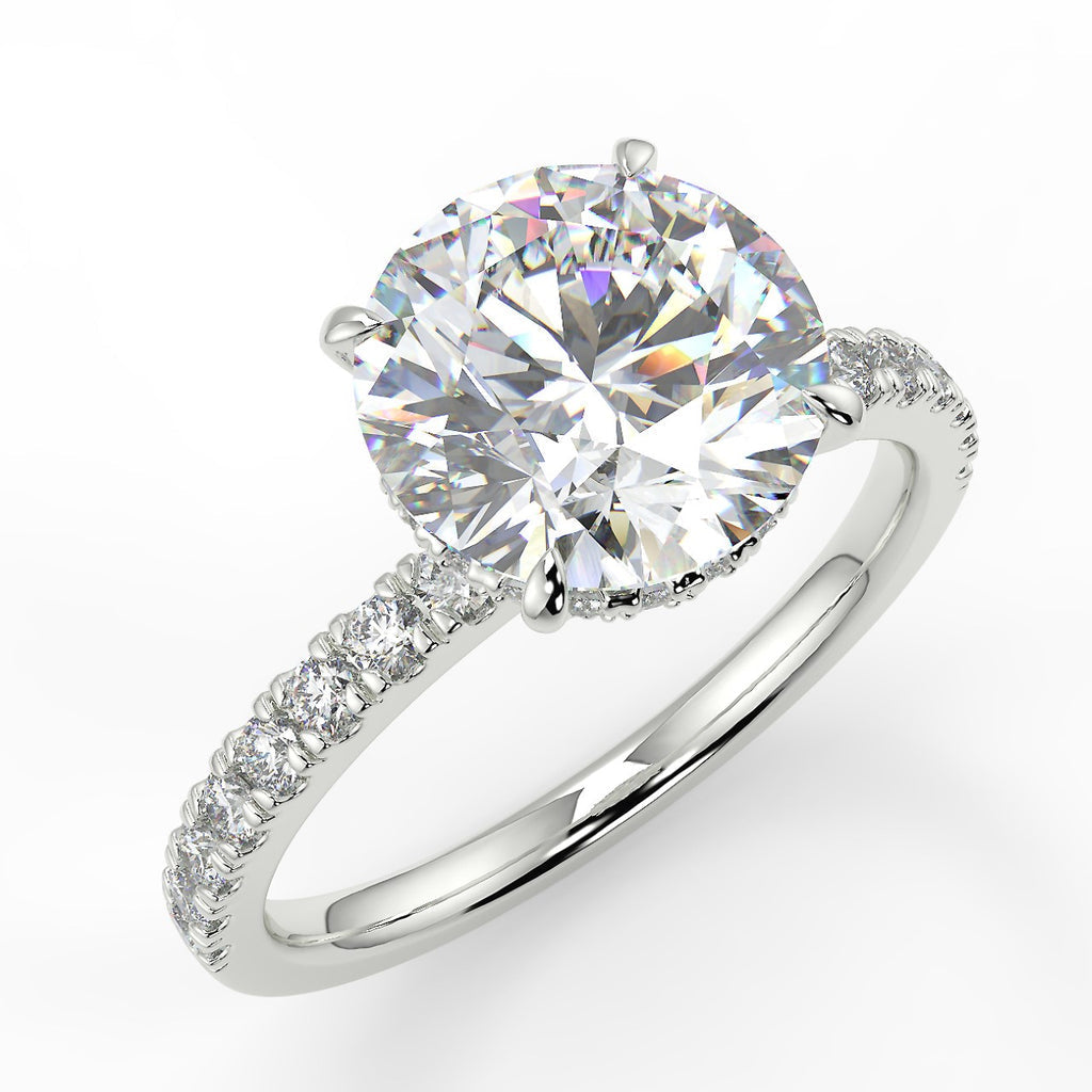 Stunning 2.0 CT Round Moissanite Engagement Ring with Hidden Halo & Pave Design 5