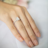 Stunning 2 CT Emerald Moissanite Engagement Ring with Hidden Halo Design 8