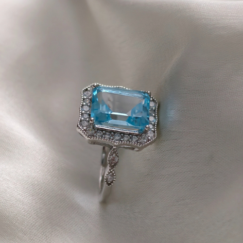 3.0 CT Emerald Cut Pave Gemstone Ring