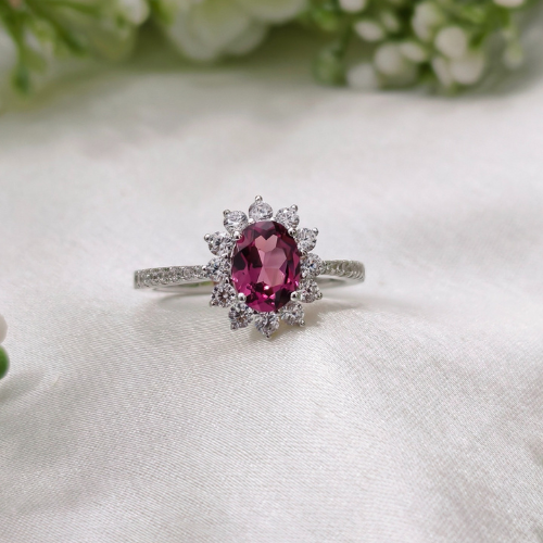 2.0 CT Oval Cut Halo & Pave Style Gemstone Ring