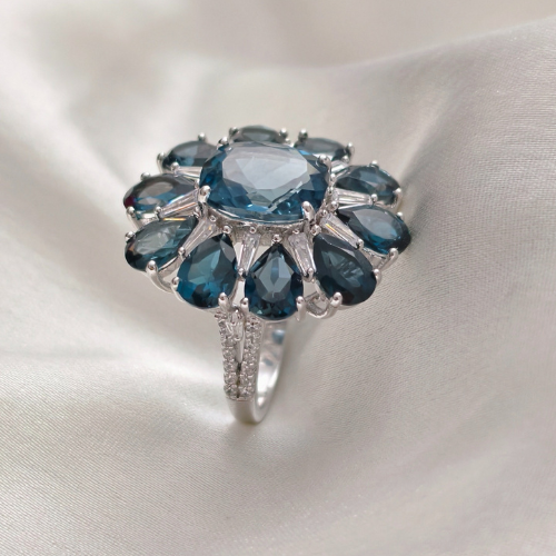 2.5 CT Colorful Cushion Cluster Style Gemstone Ring