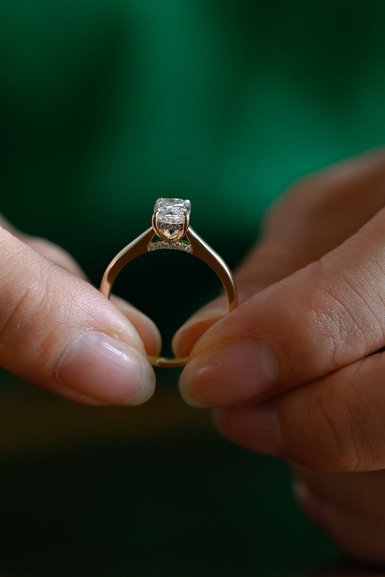 Stunning 1.5 - 2.5 CT Cushion Moissanite Engagement Ring with Hidden Halo Design 7