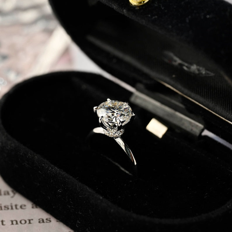 Stunning 2.0 CT Round Moissanite Engagement Ring with Hidden Halo Design 5