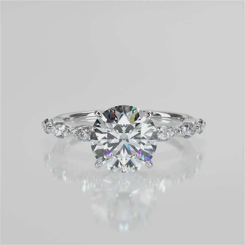 Stunning 2.0 CT Round Moissanite Engagement Ring with Hidden Halo & Pave Design 4