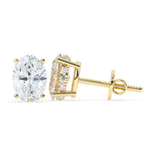 2.0 TCW Oval Cut Moissanite Hidden Halo Stud Earrings in Gold 5