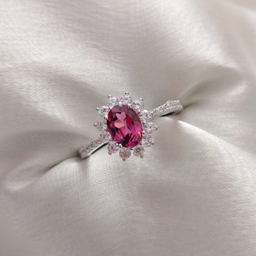 2.0 CT Oval Cut Halo & Pave Style Gemstone Ring