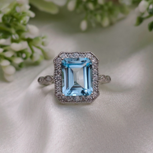 3.0 CT Emerald Cut Pave Gemstone Ring
