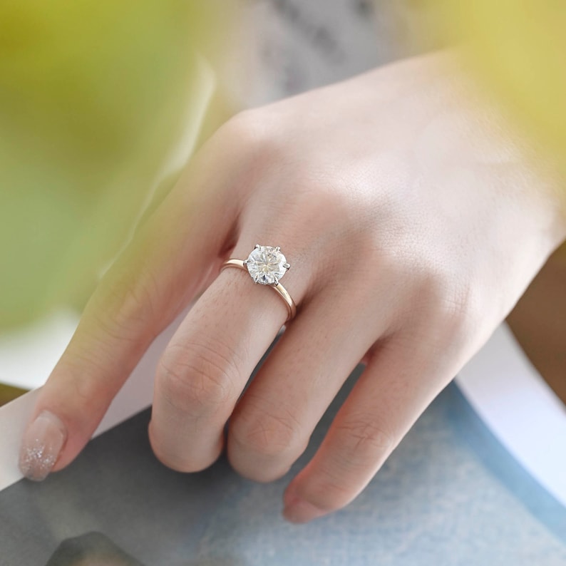 Stunning 2.5 CT Round Moissanite Engagement Ring with Hidden Halo Design 10