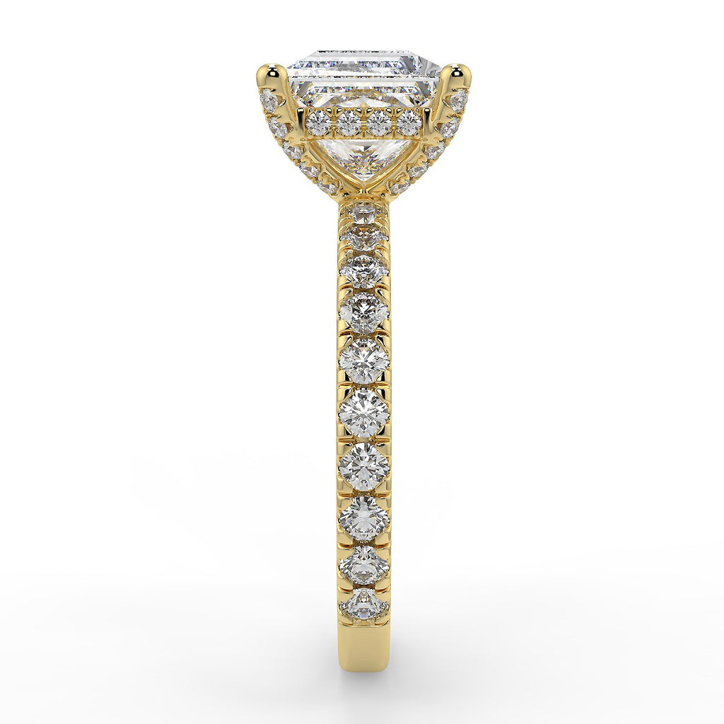 Stunning 1.70 T Princess Moissanite Engagement Ring with Hidden Halo & Pave Design 4