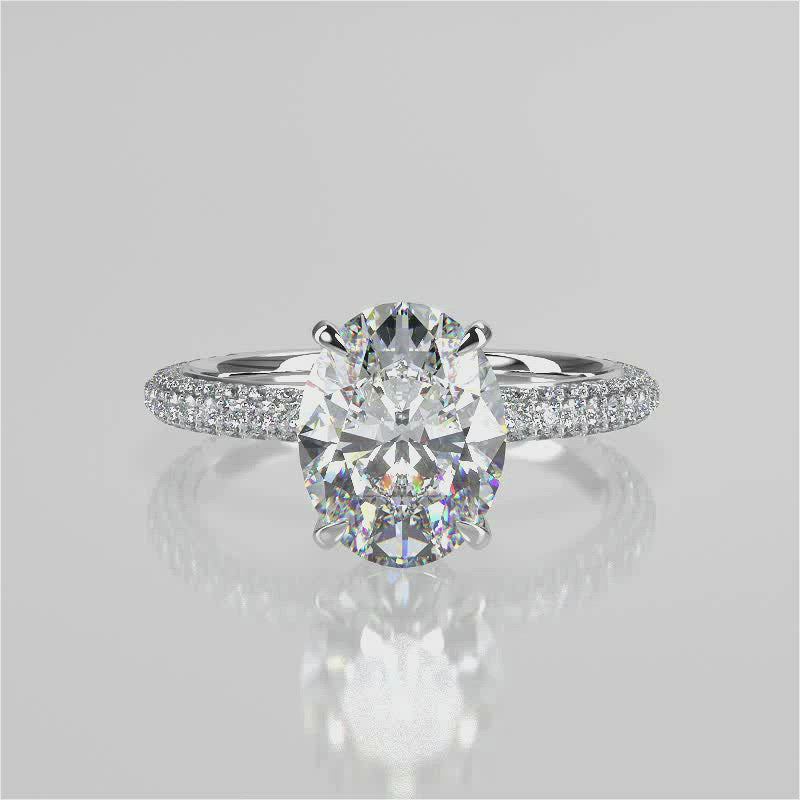 Stunning 2.11 CT Oval Moissanite Engagement Ring with Hidden Halo & Pave Design 1