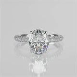 Stunning 2.11 CT Oval Moissanite Engagement Ring with Hidden Halo & Three Side Pave Design 1