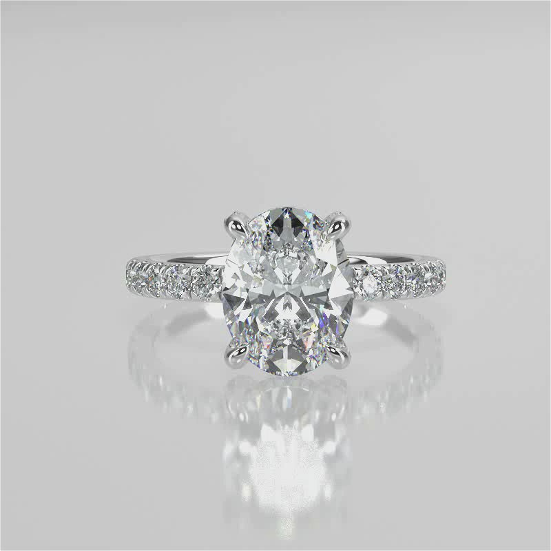 Stunning 2.11 CT Oval Moissanite Engagement Ring with Hidden Halo & Pave Design 4