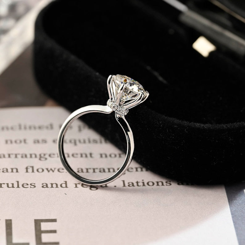 Stunning 2.0 CT Round Moissanite Engagement Ring with Hidden Halo Design 6