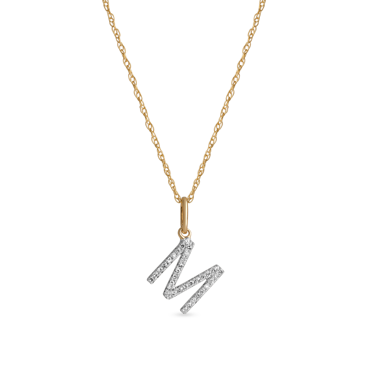 0.30 TCW Round Moissanite Diamond Customized Letter Pendant Necklace in Solid Gold 10