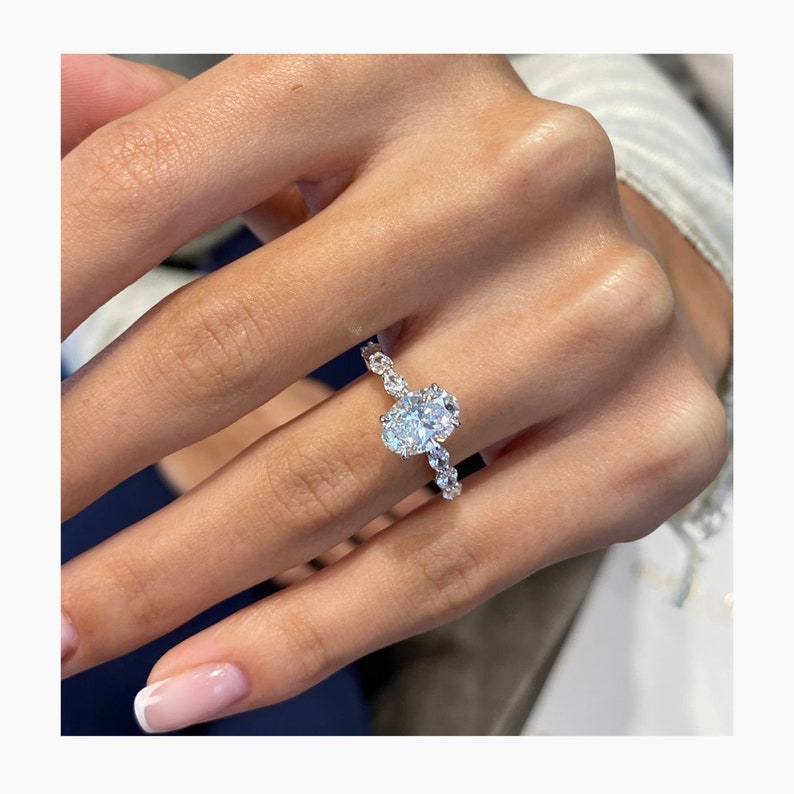 Stunning 1.75 CT Oval Moissanite Engagement Ring with Hidden Halo & Pave Design 4