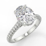 Stunning 2.11 CT Oval Moissanite Engagement Ring with Hidden Halo & Three Side Pave Design 5