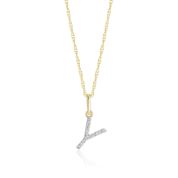0.30 TCW Round Moissanite Diamond Customized Letter Pendant Necklace in Solid Gold 23