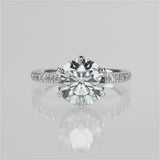 Stunning 2.0 CT Round Moissanite Engagement Ring with Double Hidden Halo & Pave Design 4