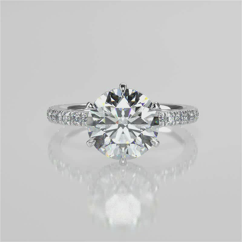 Stunning 2.0 CT Round Moissanite Engagement Ring with Double Hidden Halo & Pave Design 4