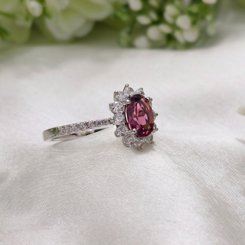 2.0 CT Oval Cut Halo & Pave Style Gemstone Ring
