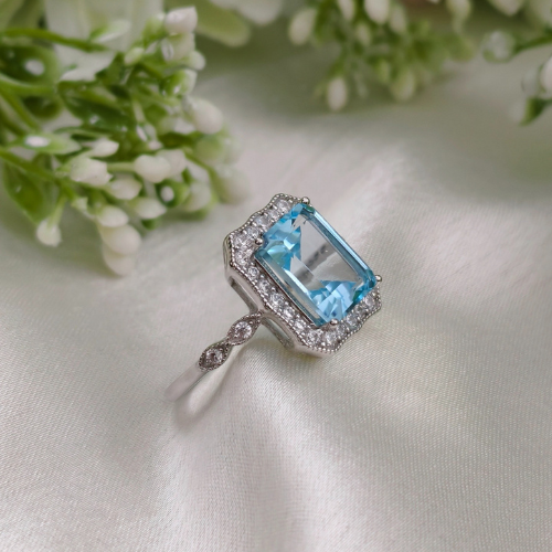 3.0 CT Emerald Cut Pave Gemstone Ring
