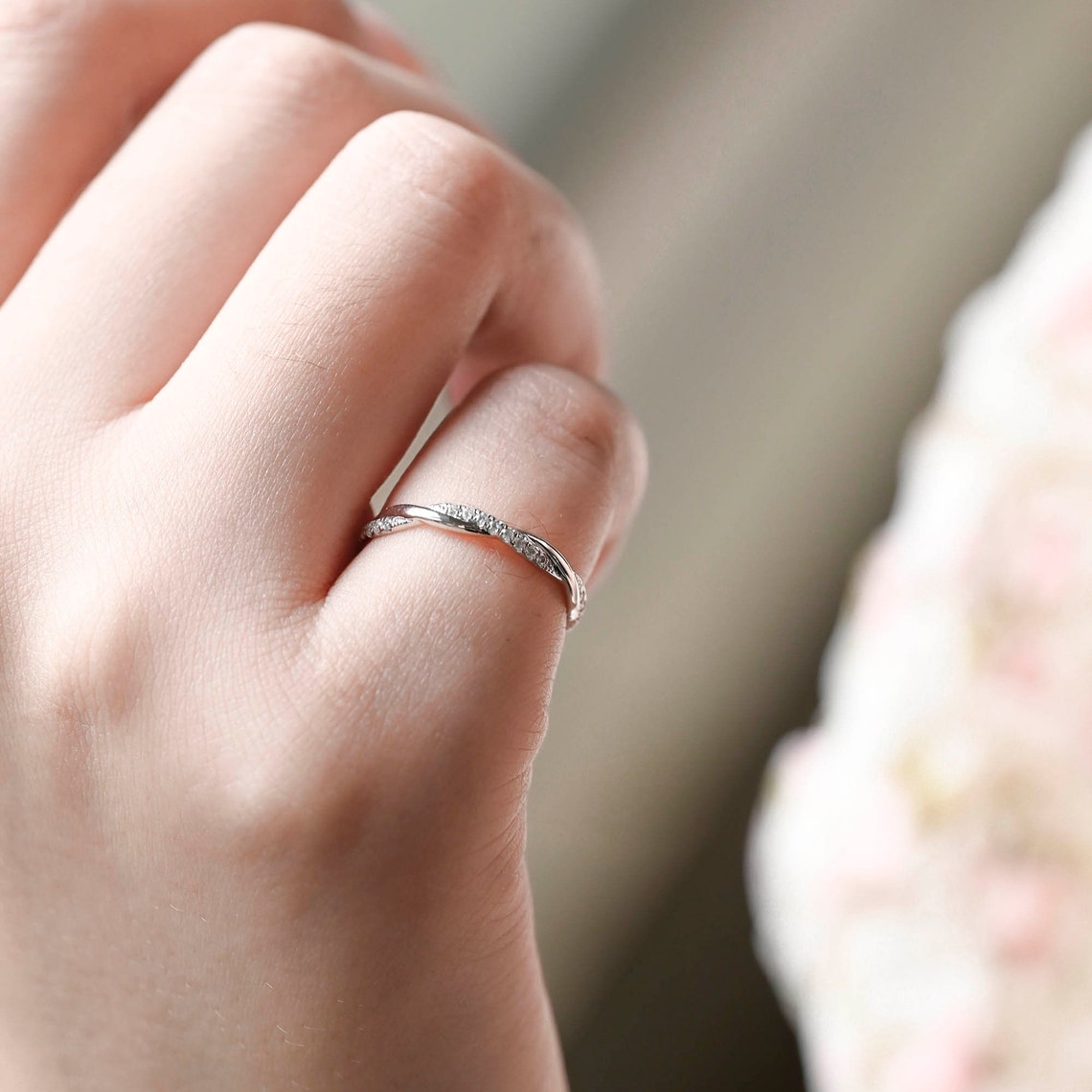 0.2 TCW Round Cut Moissanite Bridal Wedding Band 2