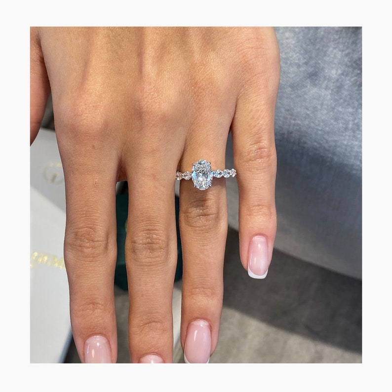 Stunning 1.75 CT Oval Moissanite Engagement Ring with Hidden Halo & Pave Design 1