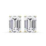 2.0 TCW Emerald Cut Moissanite Hidden Halo Stud Earrings in Gold 1